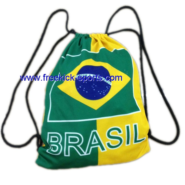 Brazil flag polyester Drawstring bag