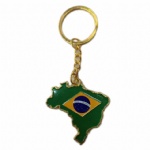 Brazil map flag key chain